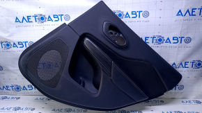 Door trim card rear right Jeep Cherokee KL 14-18 black with black insert cloth, armrest black leather, molding dark wood, scratches, dents, abrasions, scuffs