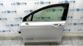 Door assembly front left Ford Fusion mk5 13-20 hybrid, silver UX, dent, no door handle plug, cracks in trim, scratches on molding