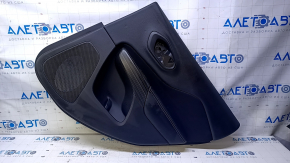 Door trim card rear right Jeep Cherokee KL 14-18 black with black insert cloth, armrest black leather, molding dark wood, scratches, dents, abrasions, scuffs