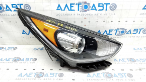 Front right headlight complete Kia Niro 17-19 HEV, PHEV with bracket, halogen, LED DRL, seal peeled off, for polishing, sand