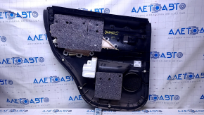 Door trim card rear right Mitsubishi Outlander 14-21 black with black insert leather, armrest black leather, scratches, abrasions, scuffs
