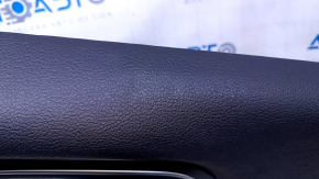 Door trim card rear right Chrysler 200 15-17 black with black insert cloth, armrest black leather, handle molding black-gray structure, dents, pokes, scuffs, abrasions, scratches