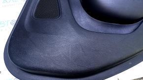 Door trim card rear right Chrysler 200 15-17 black with black insert cloth, armrest black leather, handle molding black-gray structure, dents, pokes, scuffs, abrasions, scratches