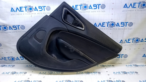 Door trim card rear right Chrysler 200 15-17 black with black insert cloth, armrest black leather, handle molding black-gray structure, dents, abrasions, scratches