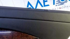 Door trim card rear right Cadillac CTS 14- black with black insert leather, armrest black leather, molding light wood gloss with chrome, with backlight, bumps, dents, scuffs, abrasions, scratches