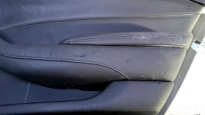 Door trim card rear right Cadillac CTS 14- black with black insert leather, armrest black leather, molding light wood gloss with chrome, with backlight, bumps, dents, scuffs, abrasions, scratches