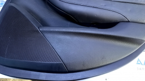 Door trim card rear right Cadillac CTS 14- black with black insert leather, armrest black leather, molding light wood gloss with chrome, with backlight, bumps, dents, scuffs, abrasions, scratches