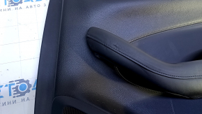 Door trim card rear right Cadillac CTS 14- black with black insert leather, armrest black leather, molding light wood gloss with chrome, with backlight, bumps, dents, scuffs, abrasions, scratches