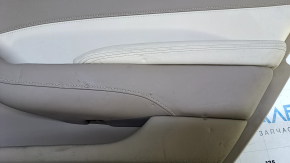 Door trim card rear right Cadillac CTS 14- brown with beige leather insert, armrest beige leather, upper insert suede, molding under wood gloss, backlight, pokes, scuffs, dents, abrasions, scratches