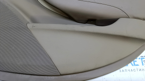 Door trim card rear right Cadillac CTS 14- brown with beige leather insert, armrest beige leather, upper insert suede, molding under wood gloss, backlight, pokes, scuffs, dents, abrasions, scratches