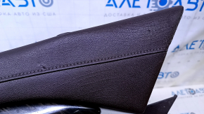 Door trim card rear right Cadillac ATS 13- brown with gray insert leather, armrest brown leather, molding light wood gloss, dents, abrasions, cracked leather, bumps