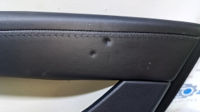 Door trim card rear right Cadillac ATS 13 - black with gray insert leather, armrest black leather, molding dark wood, dents, bumps, scuffs, scratches, abrasions