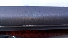 Door trim card rear right Cadillac ATS 13 - black with gray insert leather, armrest black leather, molding dark wood, dents, bumps, scuffs, scratches, abrasions