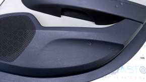 Door trim card rear right Cadillac ATS 13 - black with gray insert leather, armrest black leather, molding dark wood, dents, bumps, scuffs, scratches, abrasions
