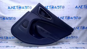 Door trim card rear right Chrysler 200 15-17 black with black insert cloth, armrest black leather, handle molding black-gray structure, dents, bumps, abrasions, scratches