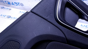 Door trim card rear right Chrysler 200 15-17 black with black insert cloth, armrest black leather, handle molding black-gray structure, dents, bumps, abrasions, scratches