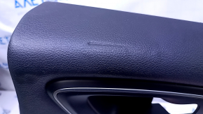 Door trim card rear right Chrysler 200 15-17 black with black insert cloth, armrest black leather, handle molding black-gray structure, dents, bumps, abrasions, scratches