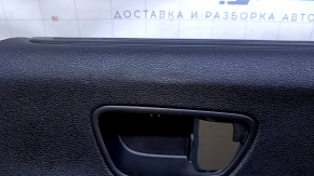 Door trim card rear right Acura MDX 14-16 gray with gray insert leather, armrest gray leather, molding under wood gloss, curtain, scratches, abrasions, dents, pokes