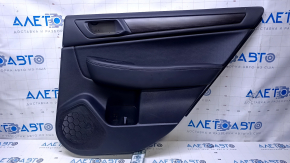 Door trim card rear right Subaru Legacy 15-19 black with black insert leather, armrest black leather, molding dark wood structure, scratches, abrasions