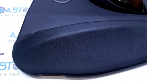 Door trim card rear right BMW 3 F30 12-18 black with black insert leather, armrest black leather, overlay dark wood, dents, abrasions, scratches