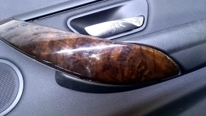 Door trim card rear right BMW 3 F30 12-18 black with black insert leather, armrest black leather, overlay dark wood, dents, abrasions, scratches