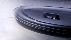 Door trim card rear right Buick Encore 13-16 gray with gray insert plastic, armrest black leather, scratches, abrasions, dent, scuff, broken fastener