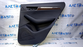 Door trim card rear right Audi Q5 8R 09-17 black with black insert rubber, armrest black rubber, molding dark wood gloss, scratches, abrasions, dents