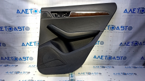 Door trim card rear right Audi Q5 8R 09-17 black with black insert rubber, armrest black rubber, molding dark wood gloss, scratches, abrasions, dents, scuffs