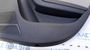 Door trim card rear right Audi A4 B8 13-16 rest black with beige insert leather, rubber armrest, molding under wood gloss, sedan, abrasions, scratches, scuffing, broken fastener