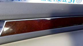 Door trim card rear right Audi A4 B8 13-16 rest black with beige insert leather, rubber armrest, molding under wood gloss, sedan, abrasions, scratches, scuffing, broken fastener