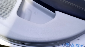 Door trim card rear right Jeep Compass 17 - gray with black insert, armrest black leather, white stitching, scratches, abrasions, whitened plastic