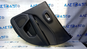 Door trim card rear right Jeep Compass 17- black with black insert leather, armrest black leather with brown and white stitching, scratches, abrasions