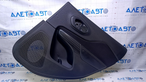 Door trim card rear right Jeep Cherokee KL 14-18 black with black insert cloth, armrest black leather, molding dark wood, scratches, dents, abrasions, bumps, scuffs