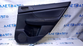 Door trim card rear right Subaru XV Crosstrek 13-17 black with black insert leather, armrest black rubber, scuffs, scratches, dents