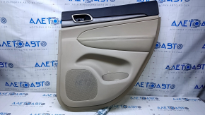Door trim card rear right Jeep Grand Cherokee WK2 14-16 beige with beige insert leather, armrest beige leather, molding dark wood structure, scratches, abrasions, scuffs, dents, whitened plastic
