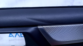 Door trim card rear right Subaru Outback 15-19 black with beige insert leather, armrest beige leather, molding gray structure, dents, abrasions, scratches
