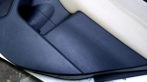 Door trim card rear right Subaru Outback 15-19 black with beige insert leather, armrest beige leather, molding gray structure, dents, abrasions, scratches