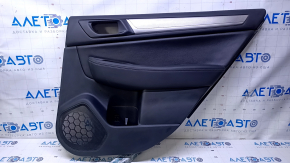 Door trim card rear right Subaru Outback 15-19 black with black insert leather, armrest black leather, molding gray structure, dents, abrasions, scratches