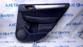 Door trim card rear right Subaru Legacy 15-19 black with black insert cloth, armrest black leather, molding gray structure, scuffs, abrasions, scratches