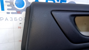 Door trim card rear right Subaru Outback 15-19 black with black insert cloth, armrest black leather, molding gray structure, scuffs, abrasions, scratches