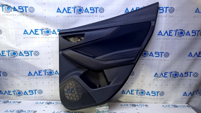 Door trim card rear right Subaru Impreza 17- black with black insert cloth, armrest black leather, molding carbon, scratches, abrasions