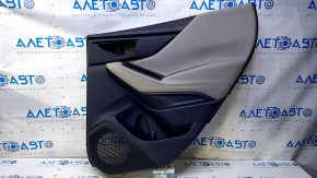 Door trim card rear right Subaru Forester 19- SK black with gray insert cloth, armrest leather gray, molding black matte, scuffs, scratches, broken fastening