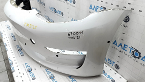 Front bare bumper Tesla Model 3 18 - for parking sensors white PPSW, scratches, bumps, broken fasteners