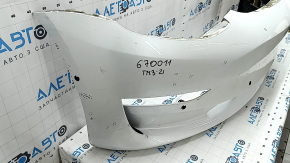 Front bare bumper Tesla Model 3 18 - for parking sensors white PPSW, scratches, bumps, broken fasteners