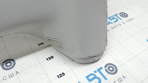 Tesla Model 3 18 headliner - gray cloth, under magnetic visor hooks, creases, scratches, cracks, needs cleaning
