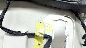 Tesla Model 3 18 headliner - gray cloth, under magnetic visor hooks, creases, scratches, cracks, needs cleaning