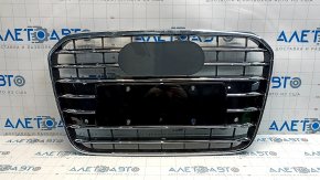 Radiator grille assembly Audi A6 C7 12-15 prerest without camera black gloss for parking sensors