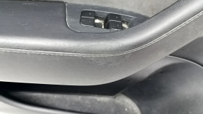 Door trim card front left Tesla Model 3 21 - black leather, Alcantara insert, leather armrest, window lifter control and door opening button matte black, leather defect, dent, crack