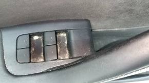 Door trim card front left Tesla Model 3 21 - black leather, Alcantara insert, leather armrest, window lifter control and door opening button matte black, leather defect, dent, crack