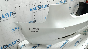 Tesla Model 3 18 rear bare bumper - white, for parking sensors, torn, dented, scratches, broken mount